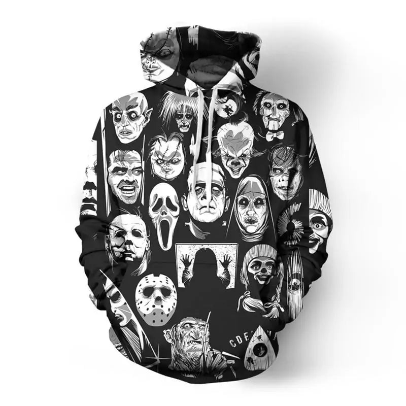 Unisex 3D Digital Print Horror Hoodies